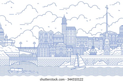 Saint-Petersburg line art illustration