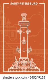 Saint-Petersburg Rostral column line art illustration