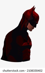 Saint-Petersburg, Russia - January 18, 2022: Batman, a post for the film. Batman the Superhero from the DC comics. Vector eps illustration.