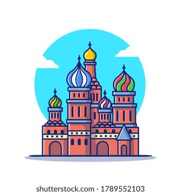 Saints Basil Cathedral Cartoon Vector Icon Illustration. Famous Building Traveling Icon Concept Isolated Premium Vector. Flat Cartoon Style
