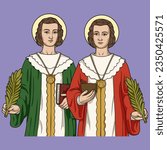 Saints Cosmas and Damian Colored Vector Illustration