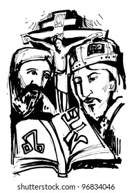 Saints Cyril and Methodius, missionaries - vector ilustration