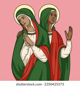 Saints Perpetua and Felicity Colored Vector Illustration