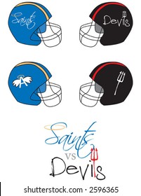 saints vs devils football helmets