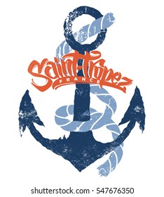 Saint-Tropez t-shirt print design.