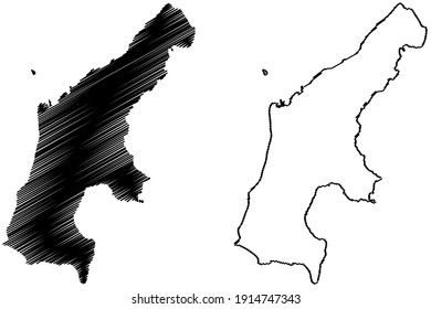 Saipan Municipality, Commonwealth of the Northern Mariana Islands (United States of America, USA,  Mariana Archipelago) map vector illustration, scribble sketch Saipan island map