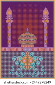 Vector de ilustración de mezquita de Sajadah para diseño de fondo.