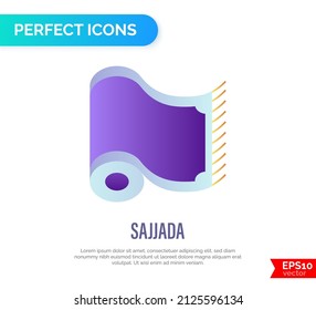 Sajjada, Prayer Mat Gradient Flat Icon. Islam Religion. Vector Illustration.