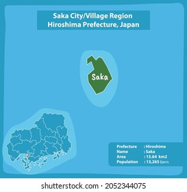 Saka City Village Region Hiroshima Prefecture Map, Japan