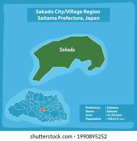 Sakado City or Village Region Saitama Prefecture Map Japan