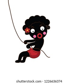 Sakai wild man. Jungle Tribes in South East Asia
 ,Vector illustration in cartoon style.
