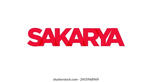 Sakarya in the Turkey emblem. The design features a geometric style, vector illustration with bold typography in a modern font. The graphic slogan lettering.
