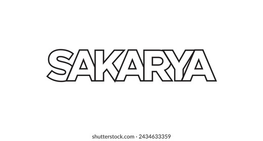 Sakarya in the Turkey emblem for print and web. Design features geometric style, vector illustration with bold typography in modern font. Graphic slogan lettering isolated on white background.