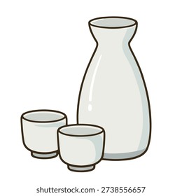 A sake bottle sake cup ceramic white minimalist japanese drinkware traditional