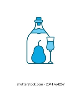 Sake bottle and glass color line icon. Alcoholic beverages. Pictogram for web page, mobile app, promo. UI UX GUI design element. Editable stroke.