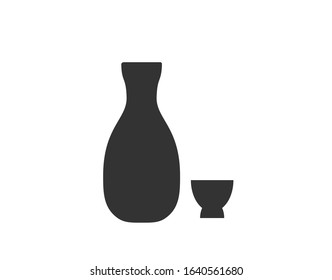 Sake Bottle  Icon. Sake Vector Illustration.  