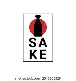 Concepto de diseño de logotipo de botella de sake de Japón