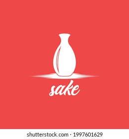sake bottle oriental japanese beverage logo design vector illustration