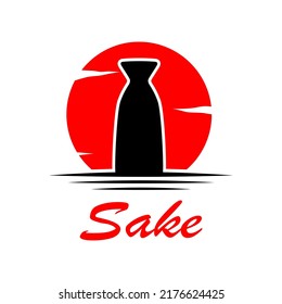 sake drink bottle logo vector template