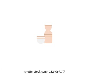 Sake drink vector flat icon. Isolated sake asian, Japanese drink bottle and cup emoji illustration 