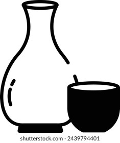 Simulación de glifo e ilustración vectorial de línea