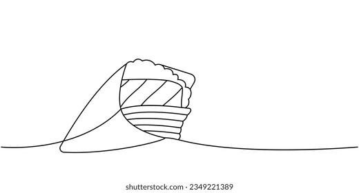 Sake hand roll one line continuous drawing. Japanese cuisine, traditional food continuous one line illustration. Vector minimalist illustration.