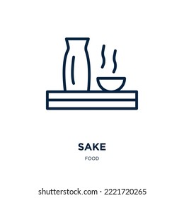 sake icon from food collection. Thin linear sake, restaurant, glass outline icon isolated on white background. Line vector sake sign, symbol for web and mobile