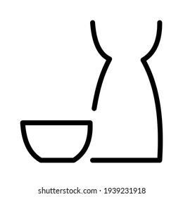 Sake Symbol einzeln Vektorgrafik. Hochwertiges, schwarzes Vektorsymbol