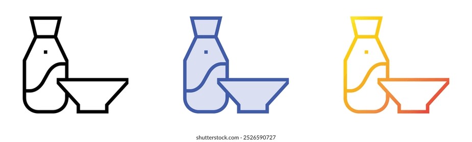 Sake icon. Linear, Blue Fill and Gradient Style Design Isolated On White Background