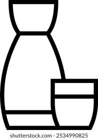 Sake icon. Thin linear style design isolated on white background