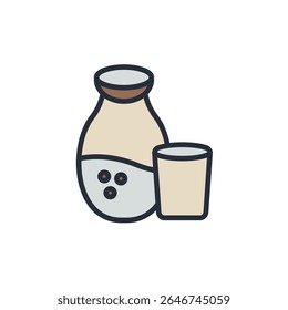sake icons isolated on White Background. Flat style design