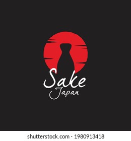 Sake japan logo design, bar and restaurant logo, flat style isolated on sun background, symbol, icon