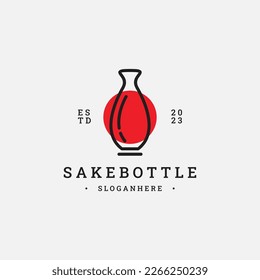 Sake japan logo design, bar and restaurant logo, flat style isolated on white background