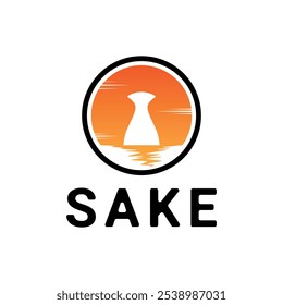 sake logo sunset japan design concept idea