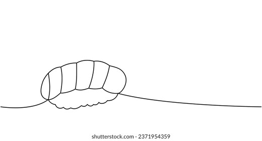 Sake nigiri sushi one line continuous drawing. Japanese cuisine, traditional food continuous one line illustration. Vector minimalist illustration.