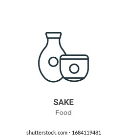 Sake outline vector icon. Thin line black sake icon, flat vector simple element illustration from editable food concept isolated stroke on white background