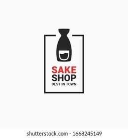 Sake shop logo. Sake bottle on white background