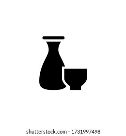 Sake vector icon in black solid flat design icon isolated on white background