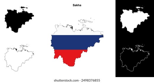 Sakha blank outline map set