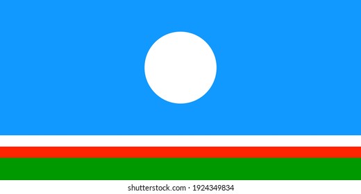 Sakha flag, Yakutia flag vector illustration isolated on white background. Russia oblast symbol. Part of Far Eastern Federal District territory.