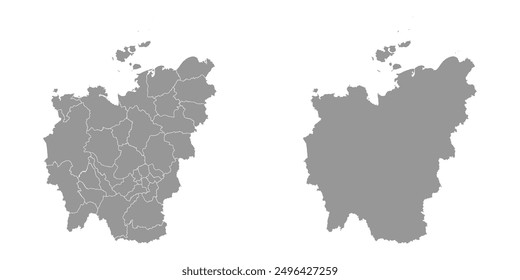 Sakha map, administrative division of Russia. Vector illustration.