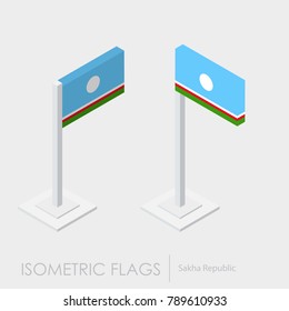 Sakha republic flag 3d isometric style