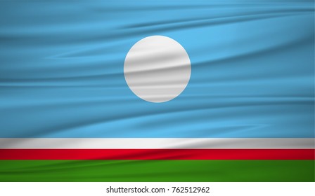 Sakha Republic flag vector. Vector flag of Sakha Republic blowing in the wind. EPS 10.