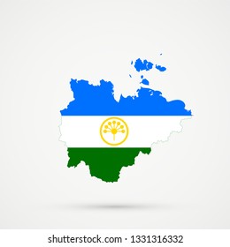 Sakha Republic map in Bashkortostan flag colors, editable vector.