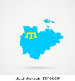Sakha Republic map in Crimean Tatars flag colors, editable vector.
