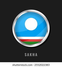 Sakha arredou a bandeira nacional. Bandeira brilhante circular de Sakha.