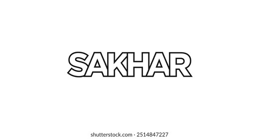 Sakhar in the Pakistan emblem. The design features a geometric style, vector illustration with bold typography in a modern font. The graphic slogan lettering.