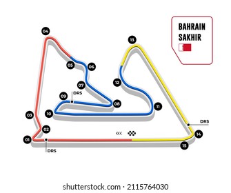 Sakhir grand prix race track. circuit for motorsport and autosport. Vector illustration.