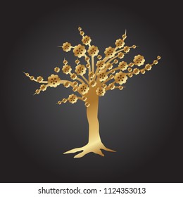 sakura abstract of golden sticker