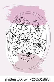 Sakura Abstract Hand Painted Illustrations for Wall Decoration, Postcard, Social Media Banner, Brochure Cover Design Background. Modern Abstract Painting Artwork. Vector Pattern